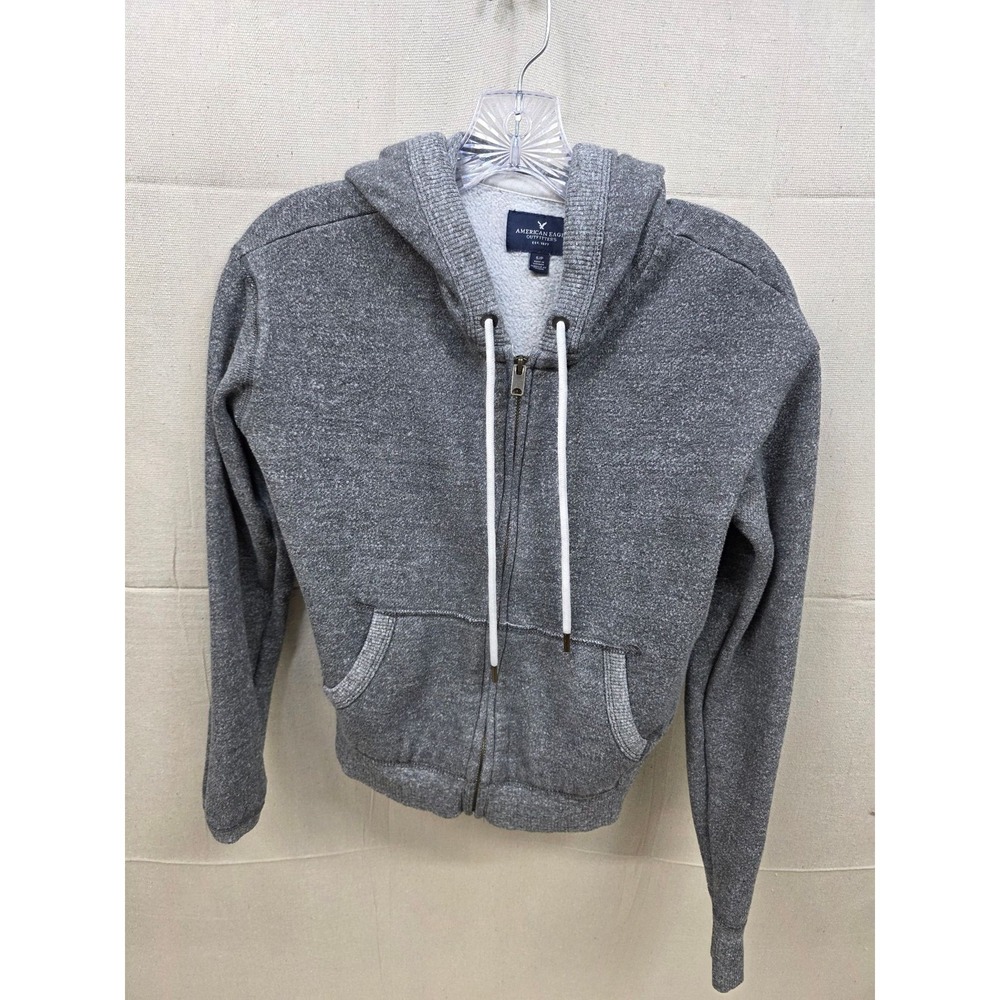 American‎ Eagle Outfitters Heather Gray Full Zip Hoodie Sweatshirt Small S/P